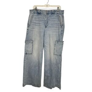 American Eagle Women’s 12 Super High Rise Baggy Wide Leg Jeans Stretch Comfort